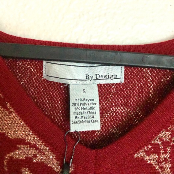 By Design Red Patterned Women's Sweater - Picture 2 of 6